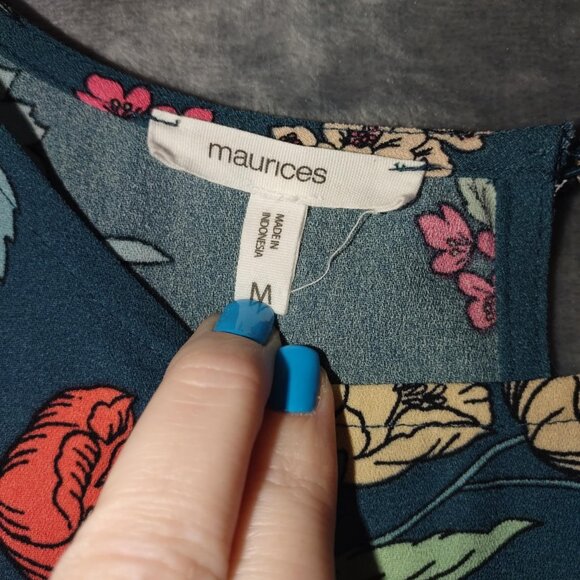 Maurices Dress Women's M Green Floral Midi–‎ Flowy, Tiered, Boho Summer Style - Picture 3 of 10